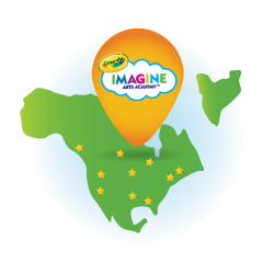 A map with a location pin, representing local Crayola programs in Southeast Michigan